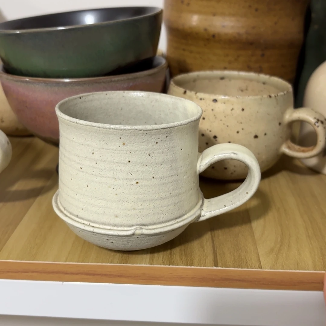 陶微瑕白色手工咖啡杯