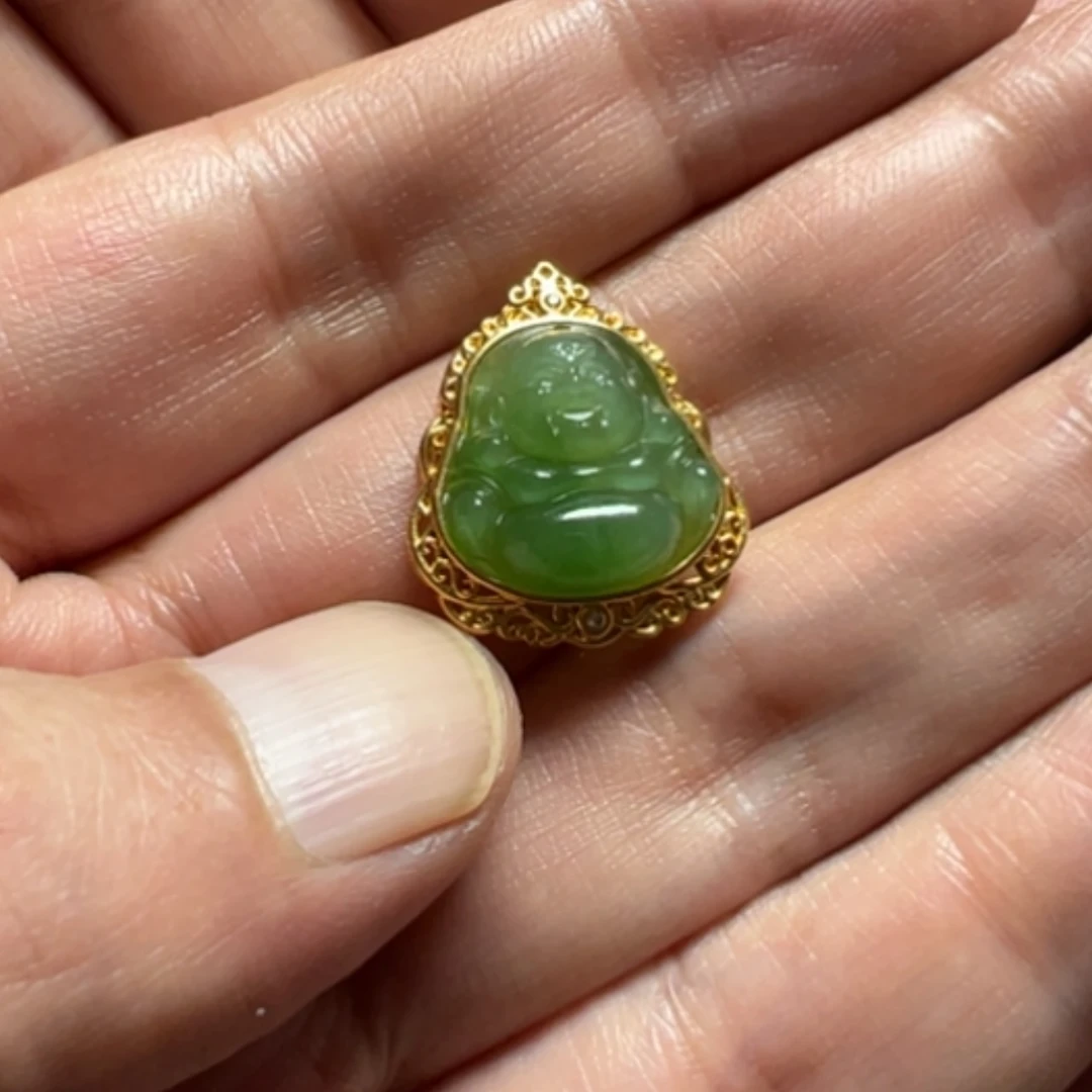 【闪购商品】颈饰18K金镶嵌和田玉（碧玉）明***好