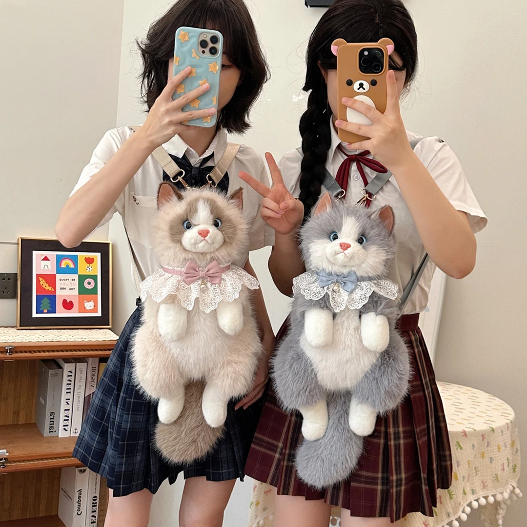 仿真布偶猫背包娃娃玩偶公仔小猫咪毛绒玩具女生双肩包包生日礼物