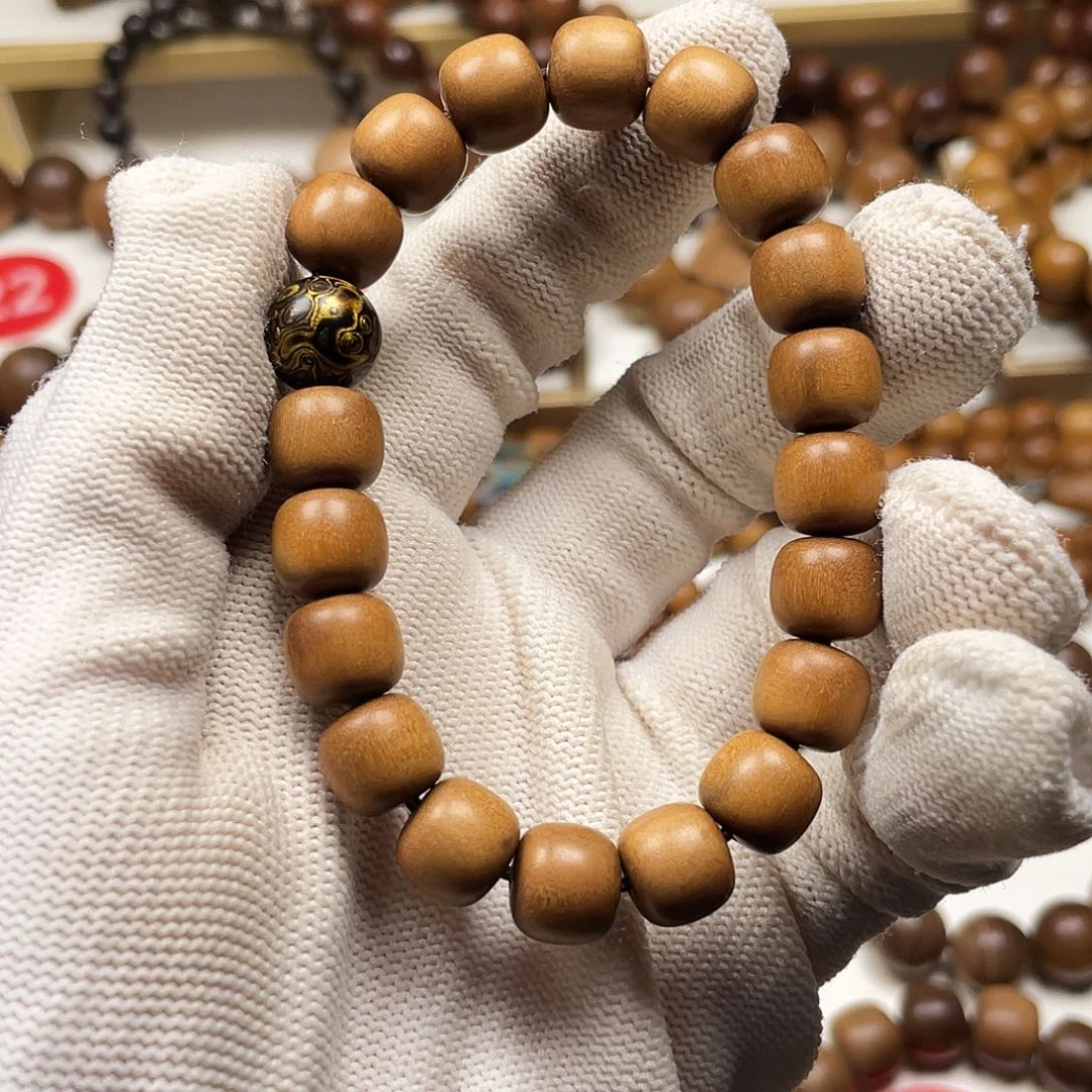 檀香木手串/手链老山檀香09/10顺纹搭配大漆