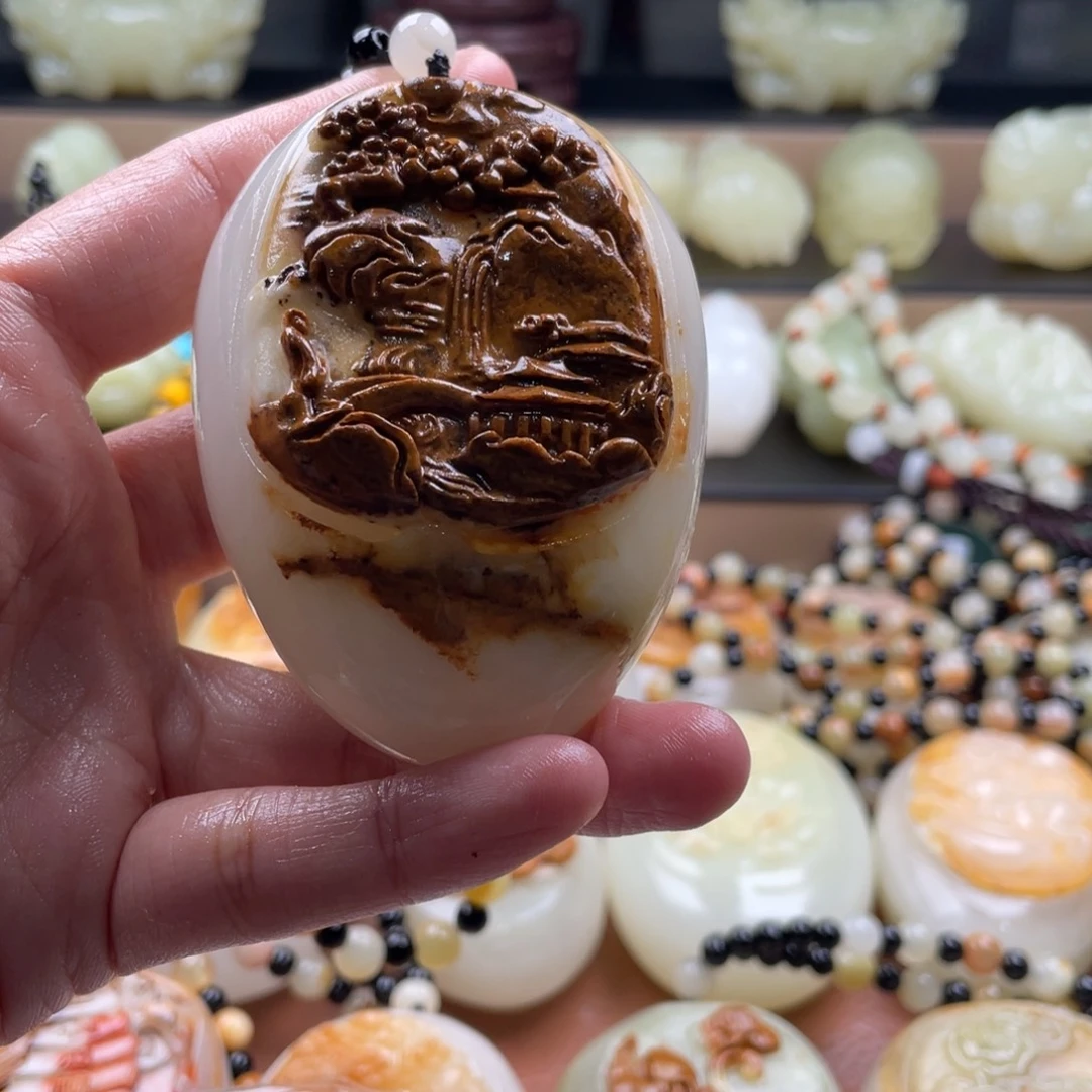 温***)石材古青石手把件