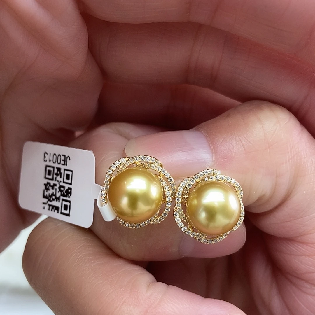 海水珍珠耳饰银S925镶嵌@@JE0013