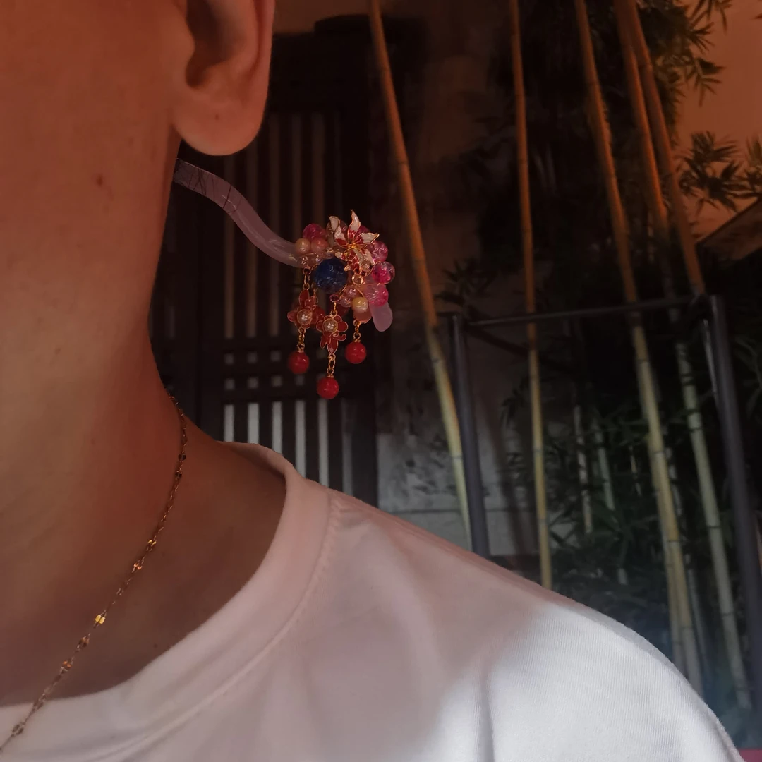 复古饰品女发簪步摇百搭簪子仙女风手工素款明制紫色纯手工古风