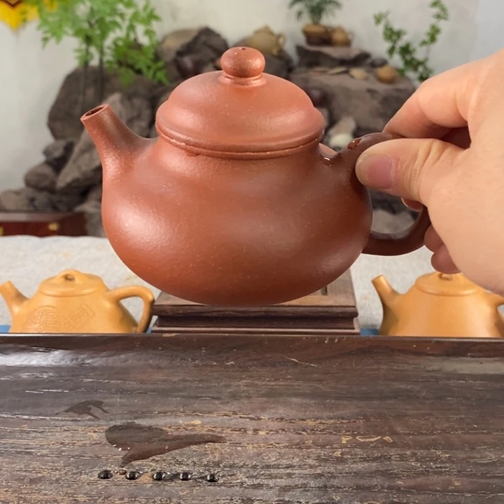 紫砂茶壶红降坡容天200左右的容量半手