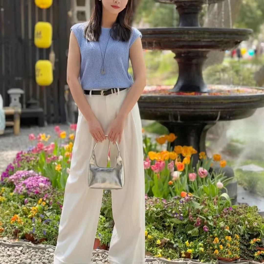 马夹-B1355B18193下摆系绳时尚圆领无袖