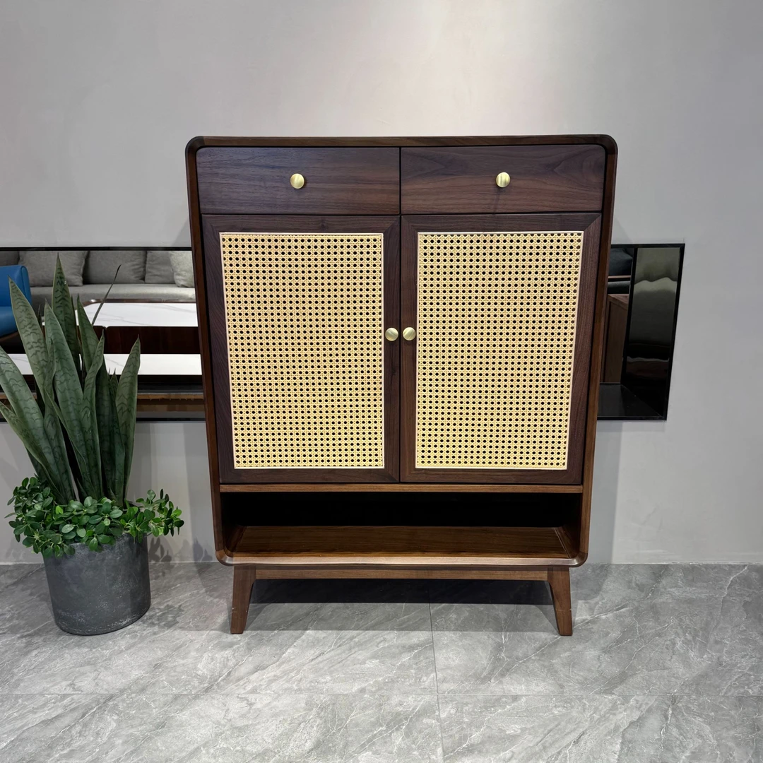 北美黑胡桃木小鞋柜入户多层大容量防尘复古玄关柜简约斗柜