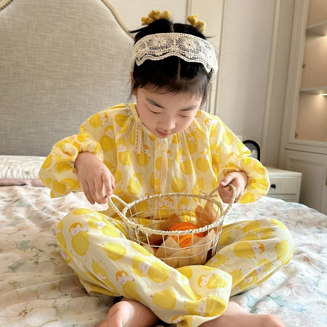 【BoBoLong】竹棉纱春夏亲子家居服薄款套装无感水印四季款儿童