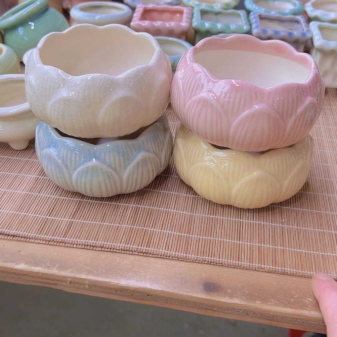 红陶陶瓷花盆当场满12包邮