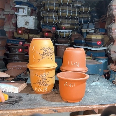 紫砂花盆小金钟盆6个