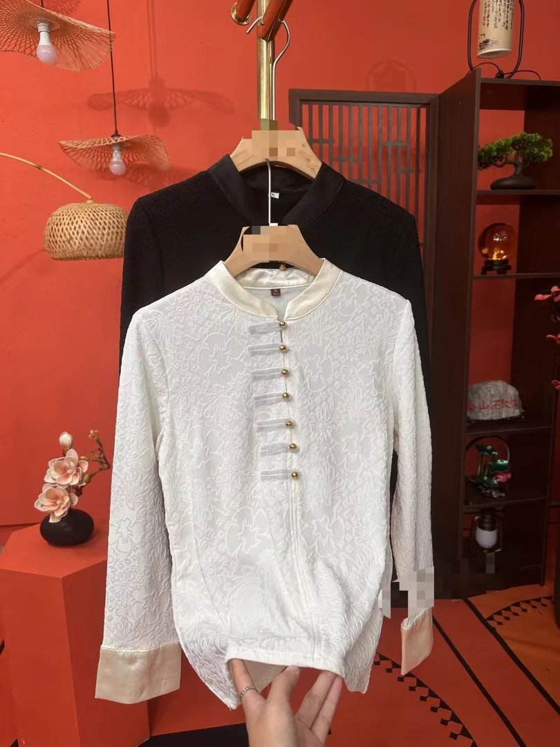 【韩老板专属】新中式国风花朵刺绣立领c1302