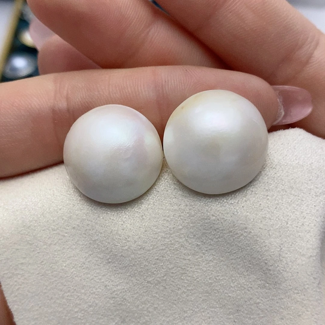 【闪购商品】拼合珍珠（马贝珠）耳饰银S925镶嵌20mm