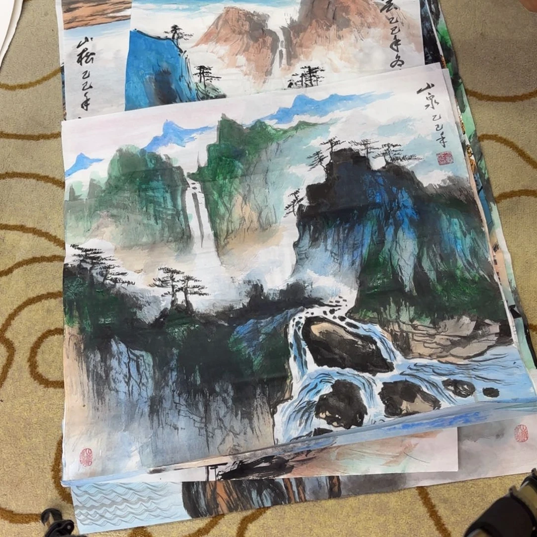 国画于新民斗方山水艺