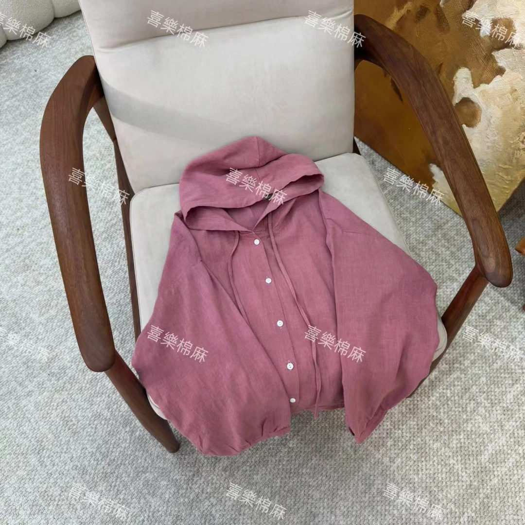 喜樂  2025苎麻天丝纯色连帽防晒外套夏季新款时尚休闲简约百搭女