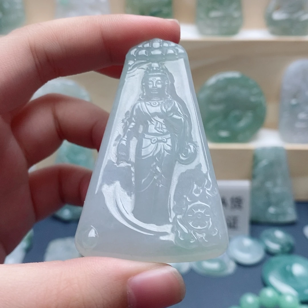 翡翠未镶嵌吊坠(不含链)站观音