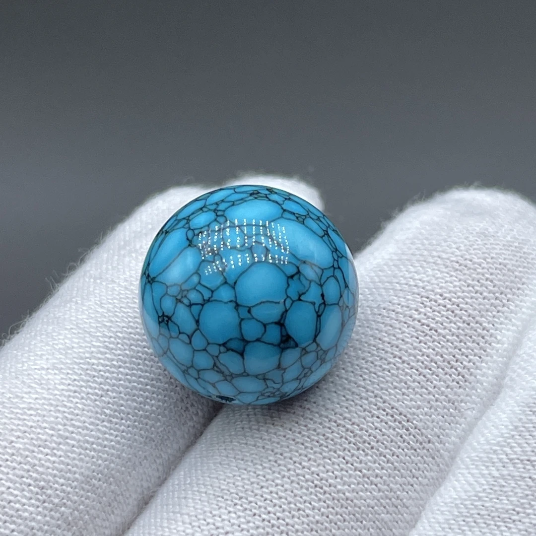 蓝色网花圆珠手工打磨配珠珠串单珠1.4mm