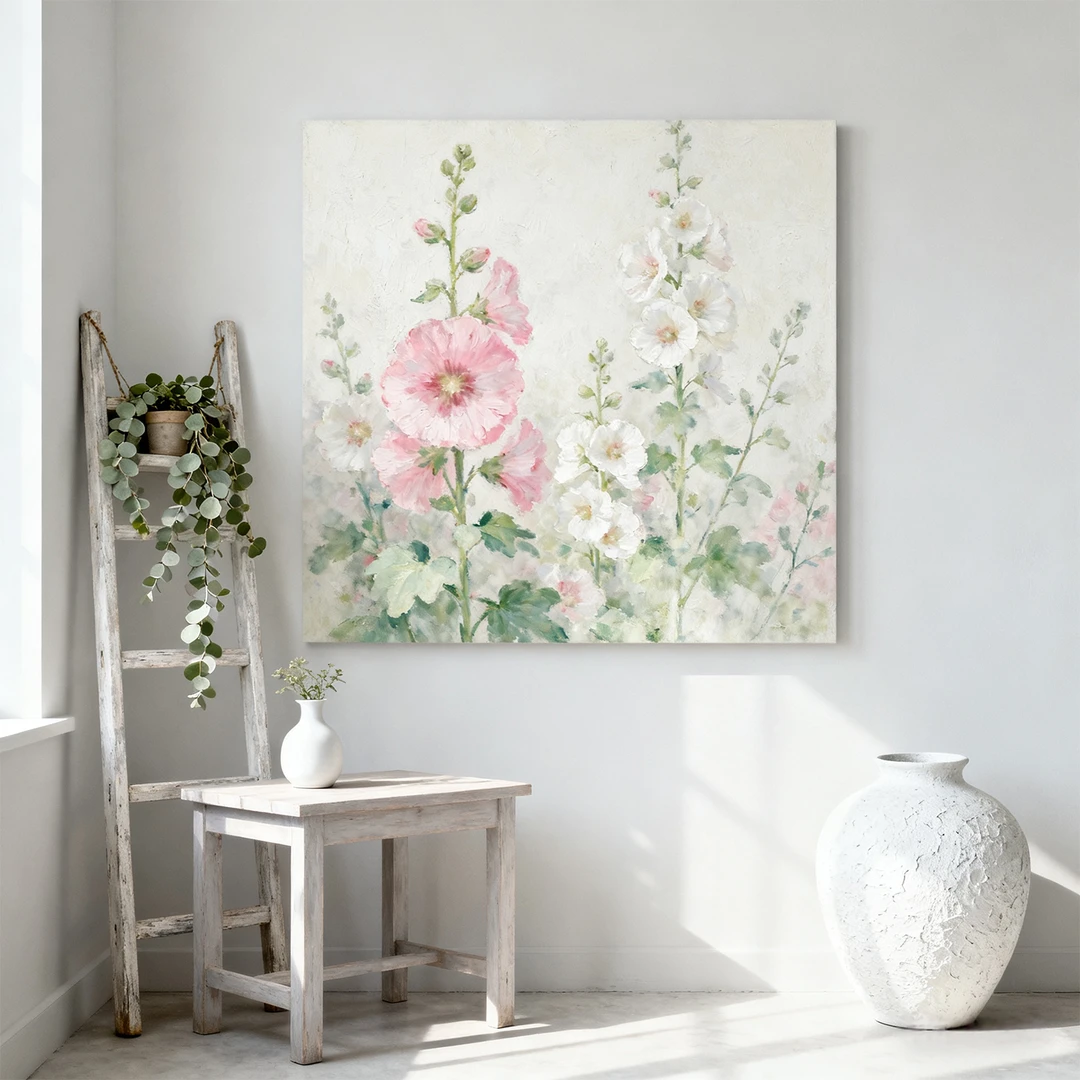 原创手绘油画现代简约繁花奶油风油画客厅玄关装饰画手绘肌理