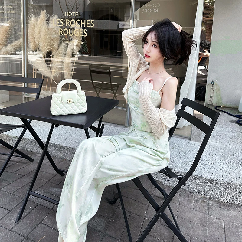 洋气衣服女吊带套装夏季新款甜美可爱风格小众炸街高级感三件套