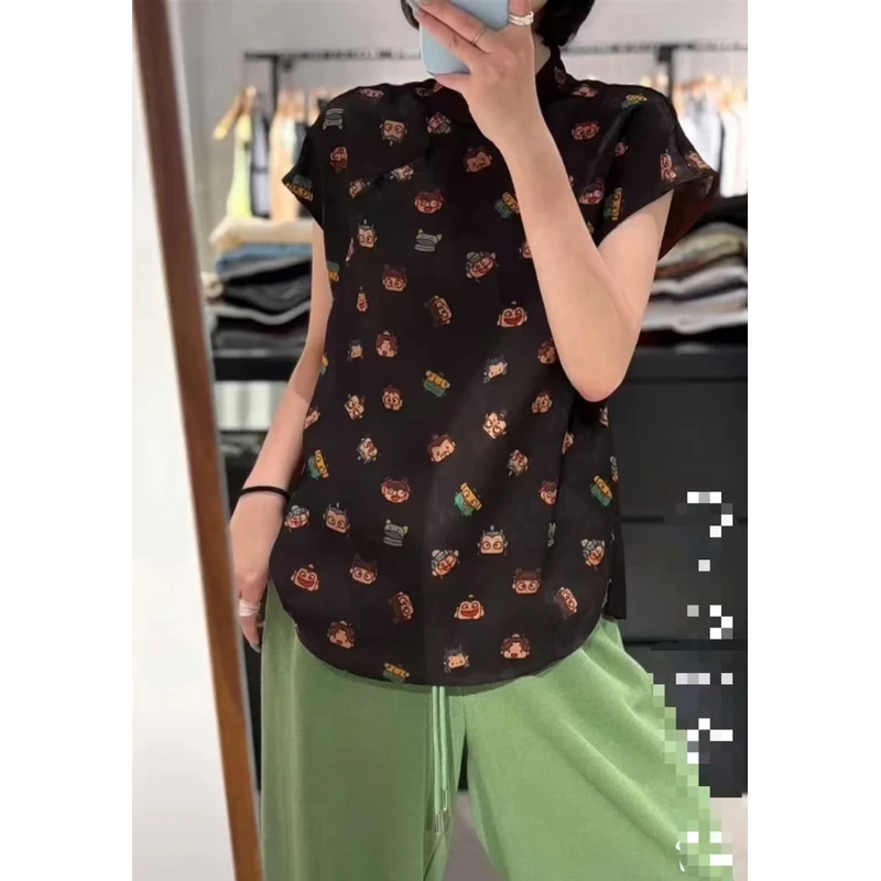 M1595 压轴，黑标香云纱 !气质百搭无袖衬衣 衣长64 款号UM25476