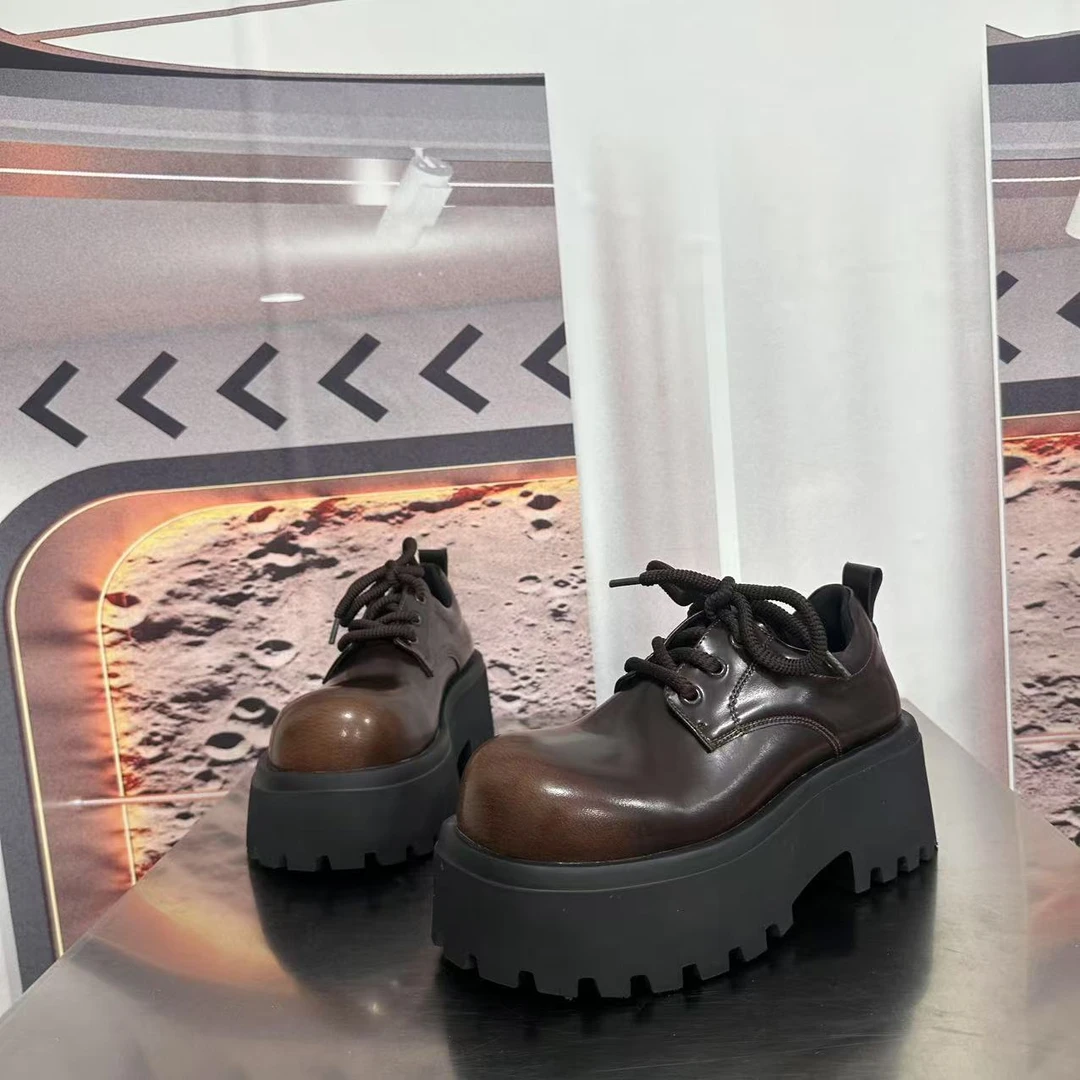 6377-2新款2025厚底乐福鞋学院风小皮鞋圆头百搭单鞋白色