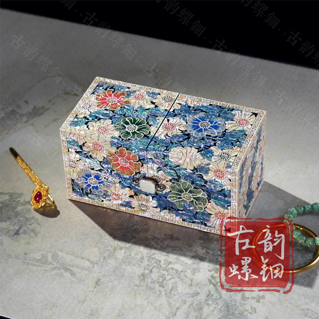 首饰盒/箱 上新【香凝花语】螺钿首饰盒中式原创高档精致珠宝首饰盒