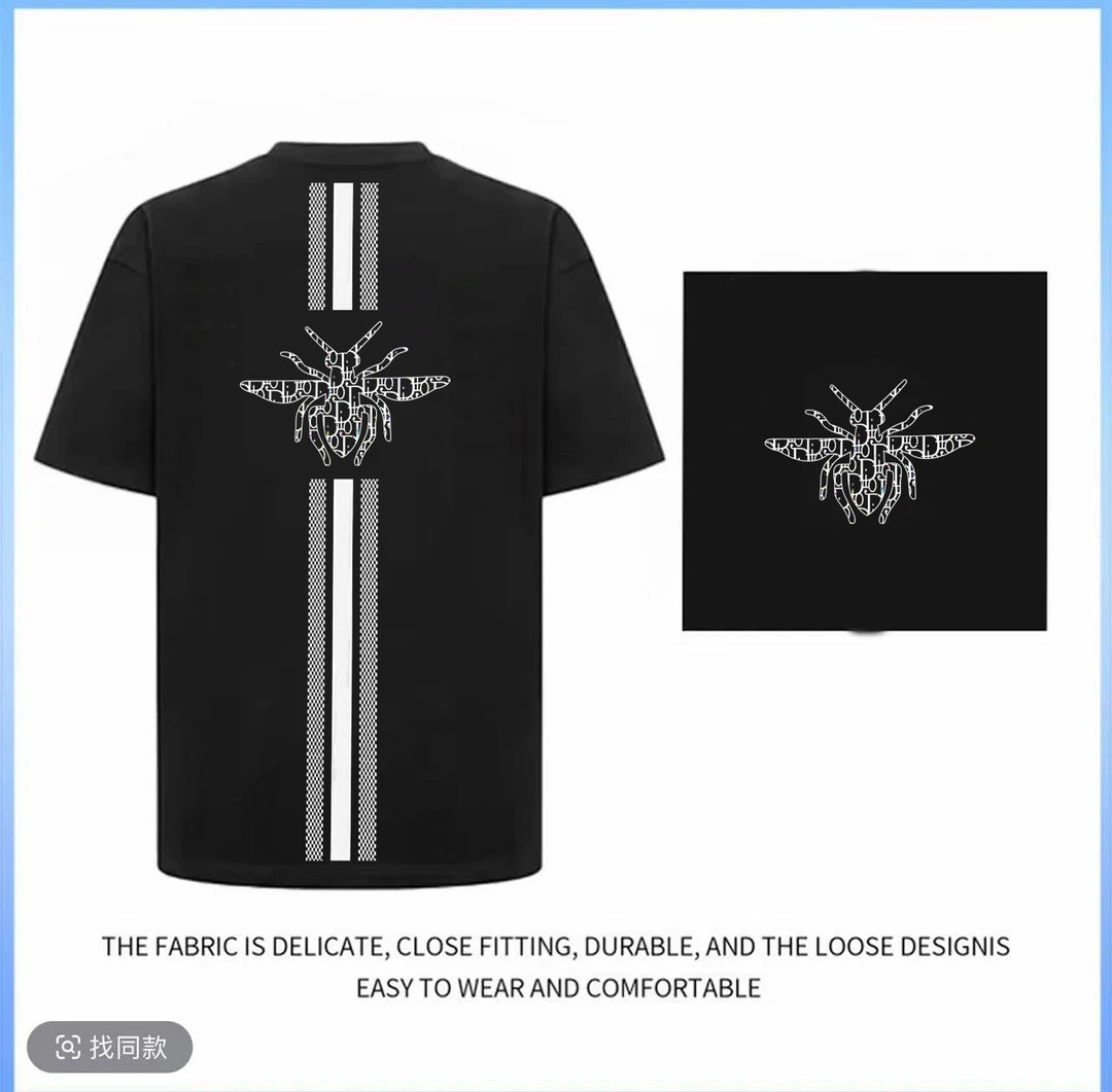 D家彩带高端2025新款夏季圆领男女款短袖T恤材质