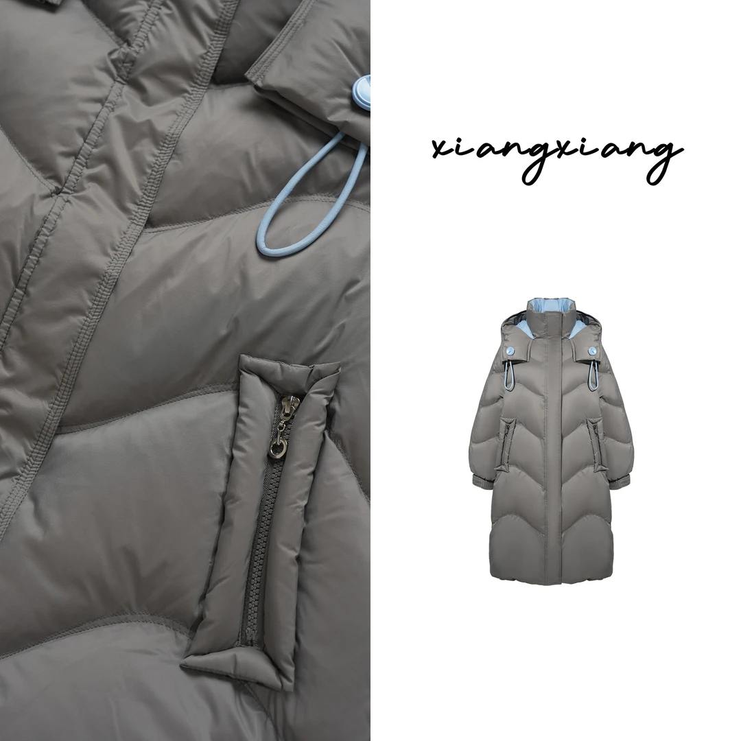 【香香专属】8093白鸭绒立领连帽长款羽绒服新款保暖时尚外套
