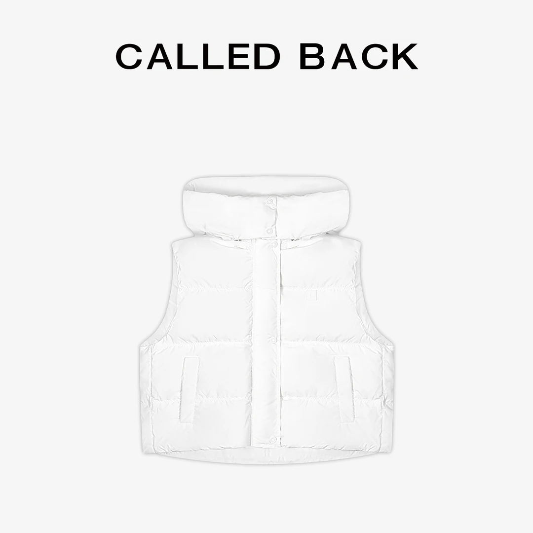CALLED BACK秋季新款时尚休闲白色连帽羽绒服外套羽绒马甲女