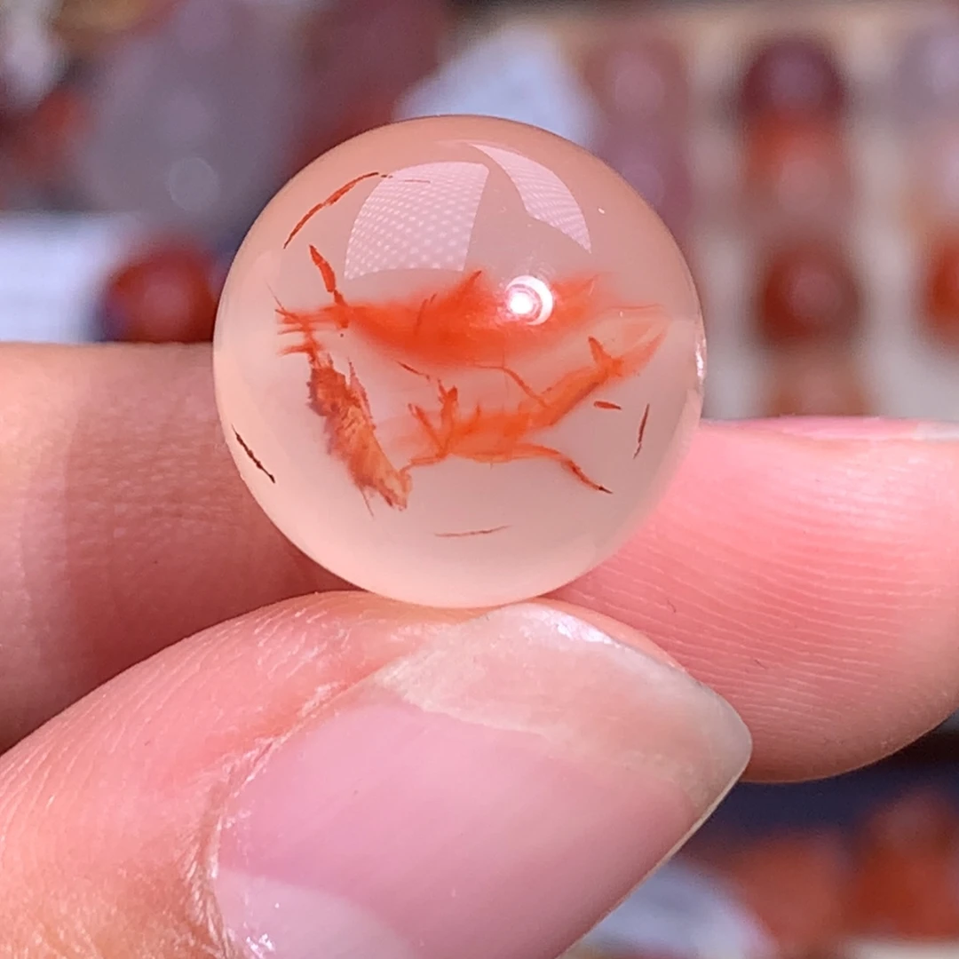 南红玛瑙未镶嵌珠宝半成品飘花单珠