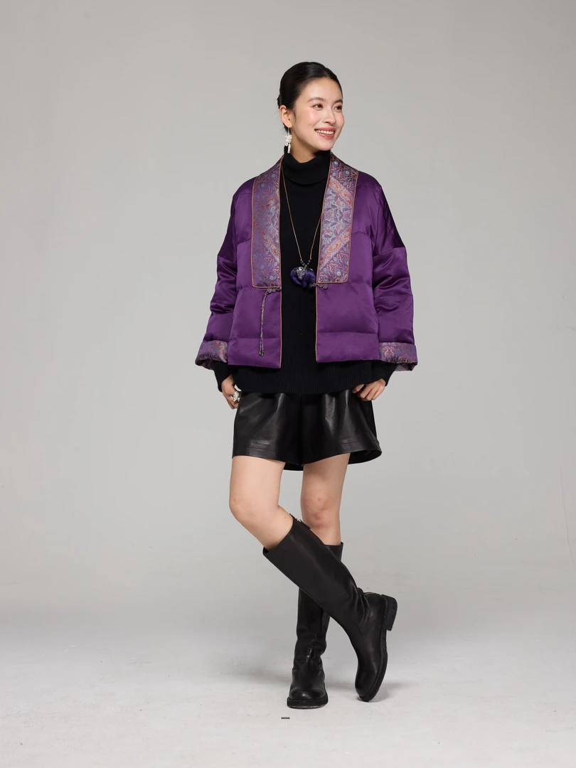 初见十三娘『落清秋』新中式国风香云纱短羽绒服重缎秋冬保暖气质款