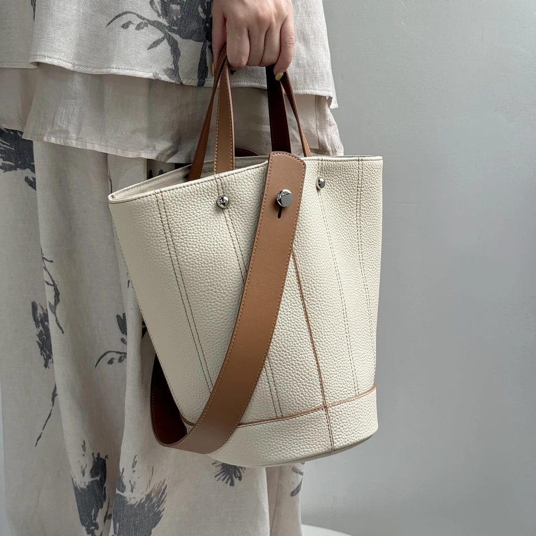 ZEUGEE【撞色托特桶】头层牛皮手提单肩斜挎包包女款爆款2025新款