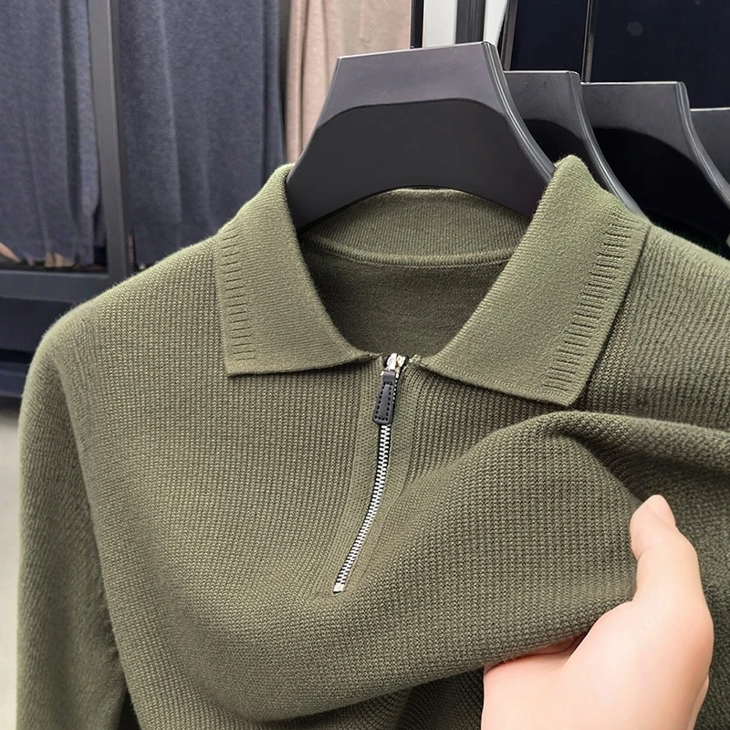 DeweLvum匠心制作！一眼就爱上!新款商务修身透气翻领长袖polo衫男