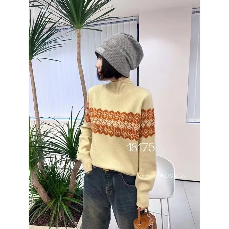 【玉姐家】冬季新款套头加厚内搭半高领针织上衣f621 J022335