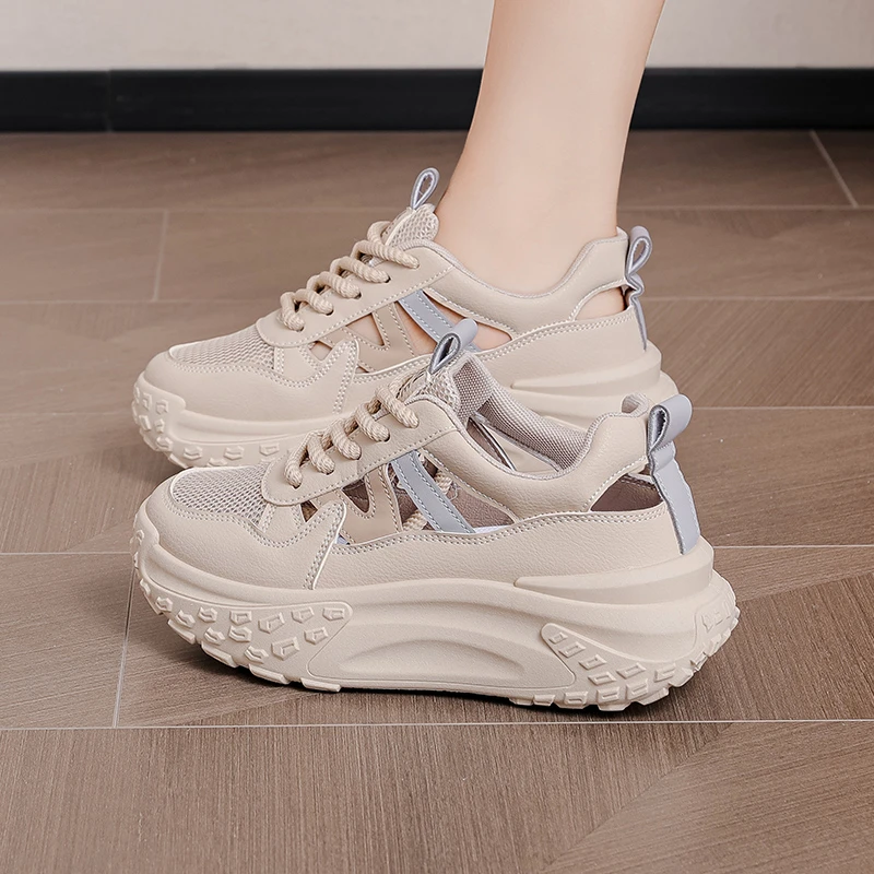 2025年春夏网面新款板鞋女休闲轻便板鞋厚底时尚女鞋百搭鞋528