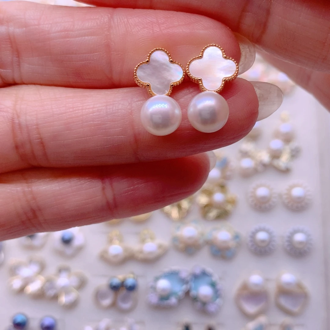 合金淡水珍珠耳饰