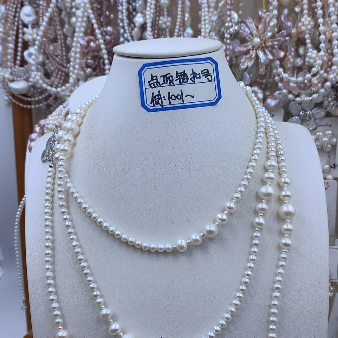 7***ᐢ银S925镶嵌淡水珍珠项链耳饰