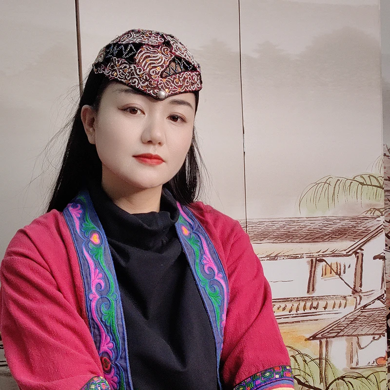 扶茶-原创设计-民族风老绣发箍帽372