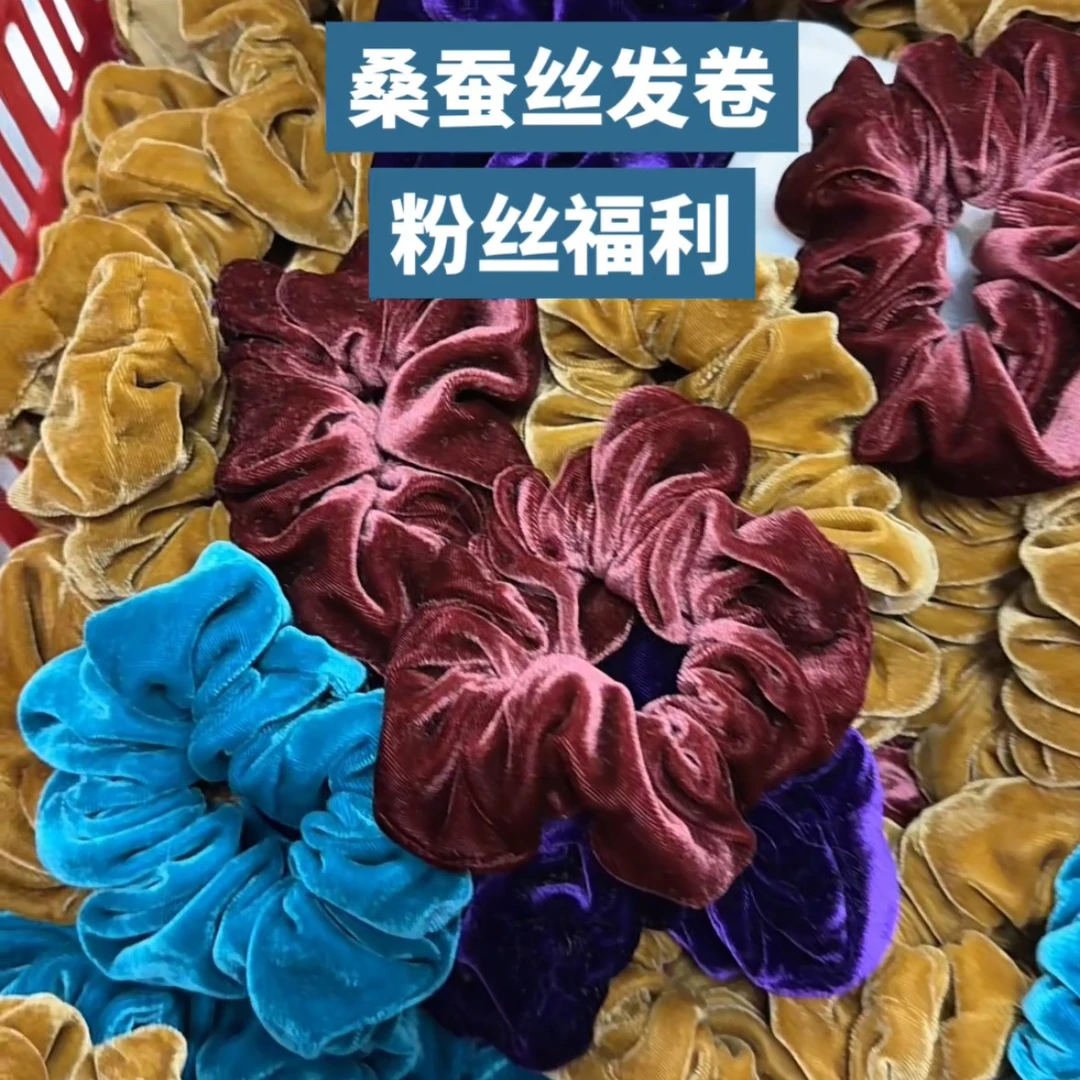 100%桑蚕丝花大圈褶皱发饰纯手工复古气质发饰