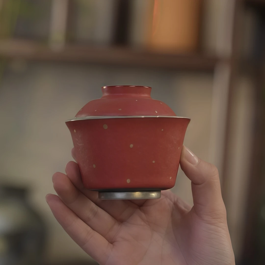 李辉熠石红志野二才盖碗单个陶瓷盖碗茶具主泡器泡茶碗140ml左右
