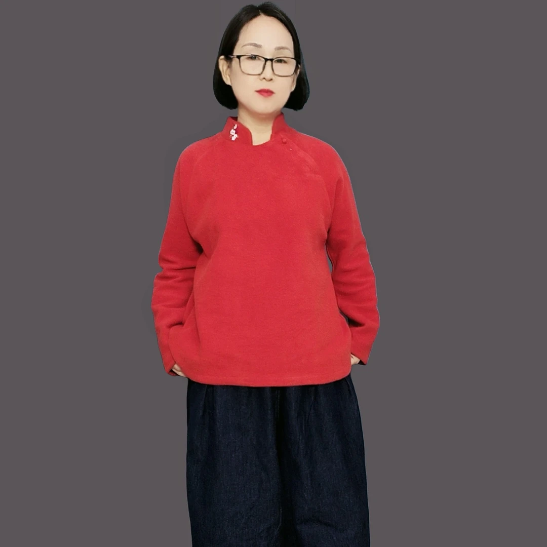 秋冬新款棉质亲肤柔糯厚实文艺百搭梅花刺绣卫衣套头女士上衣