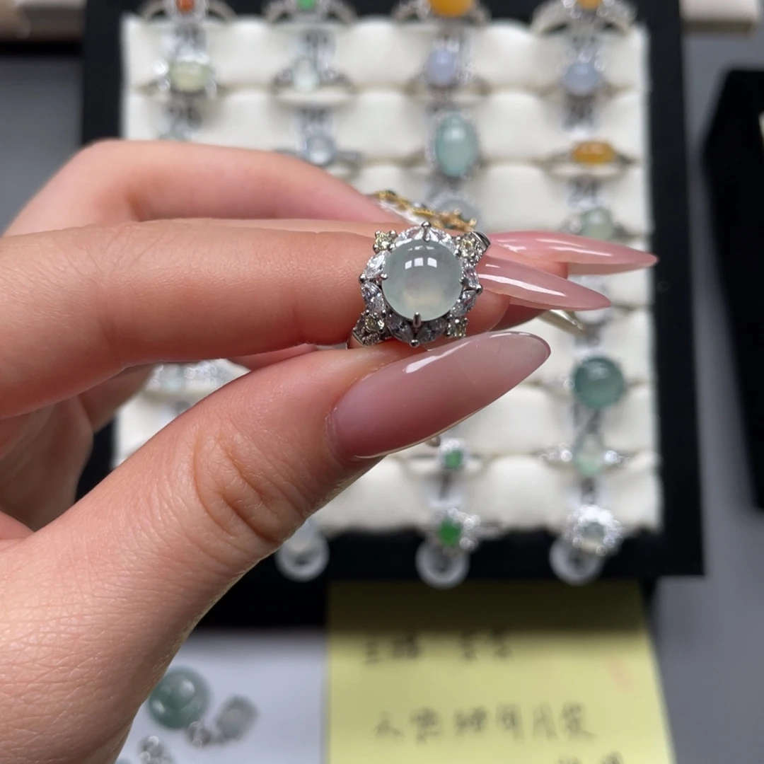 小***~翡翠银S925镶嵌戒指999993598