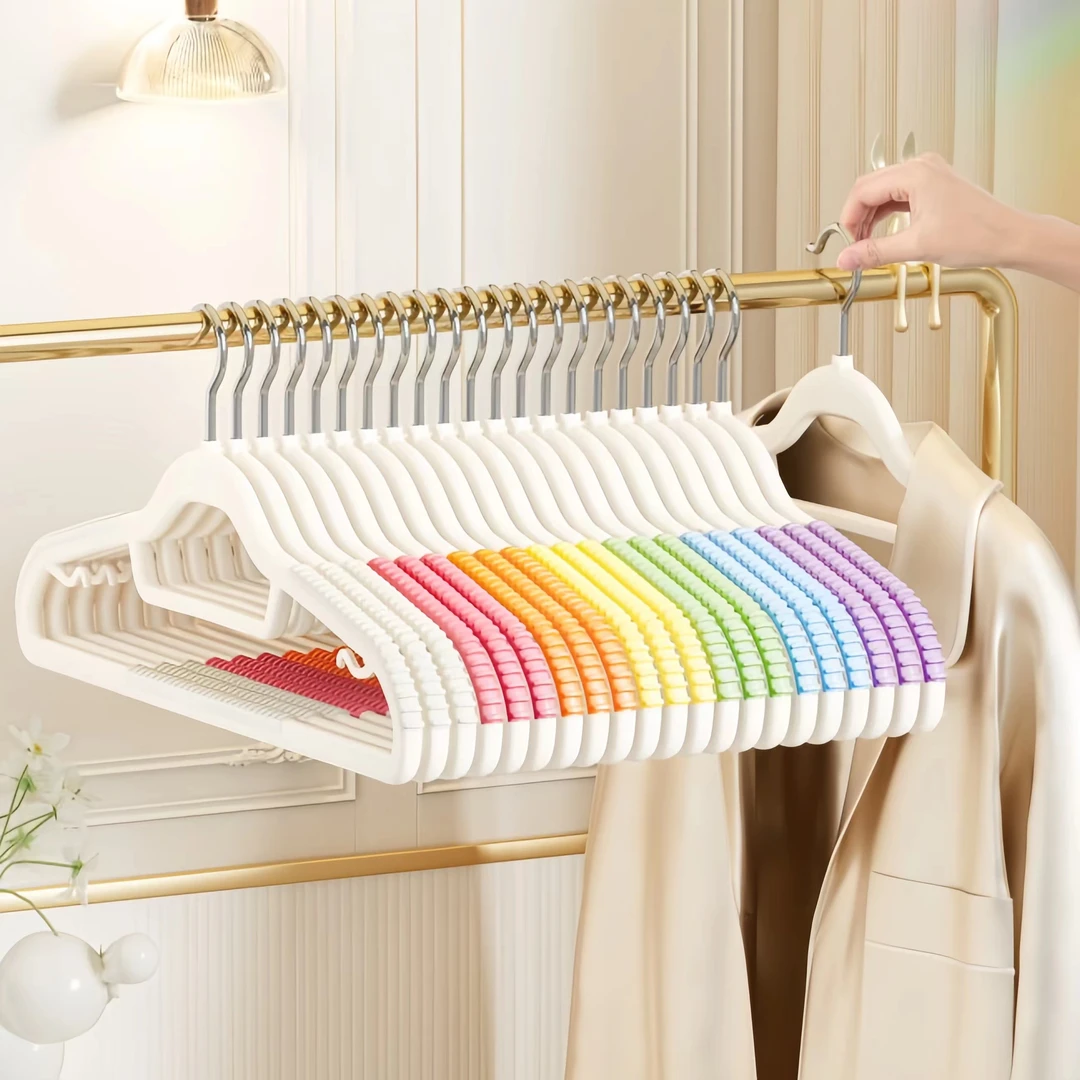 越图彩虹衣架家用挂衣无痕防滑防肩角护衣晒衣撑子晾衣服架子