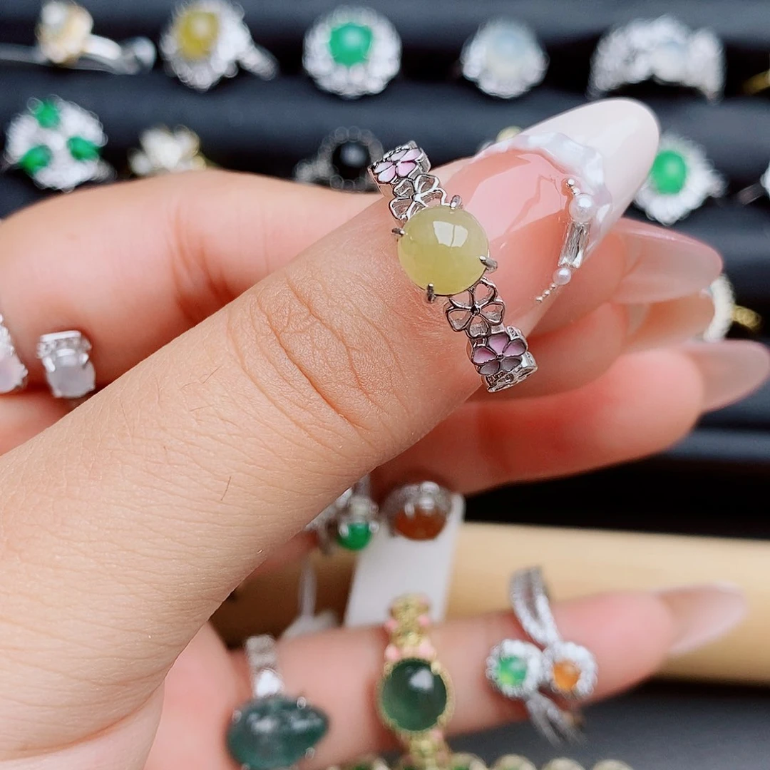 翡翠戒指银S925镶嵌11111