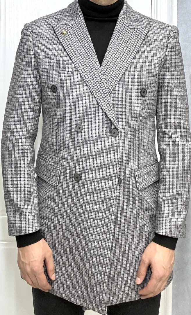 男士气时尚质毛呢大衣修身秋冬双排扣