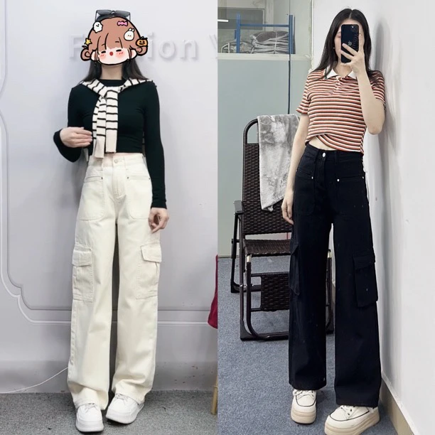 黑色显瘦加绒工装牛仔裤女秋冬高腰窄版小直筒拖地裤时尚百搭