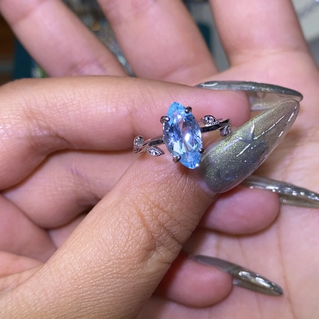 托帕石戒指银S925镶嵌