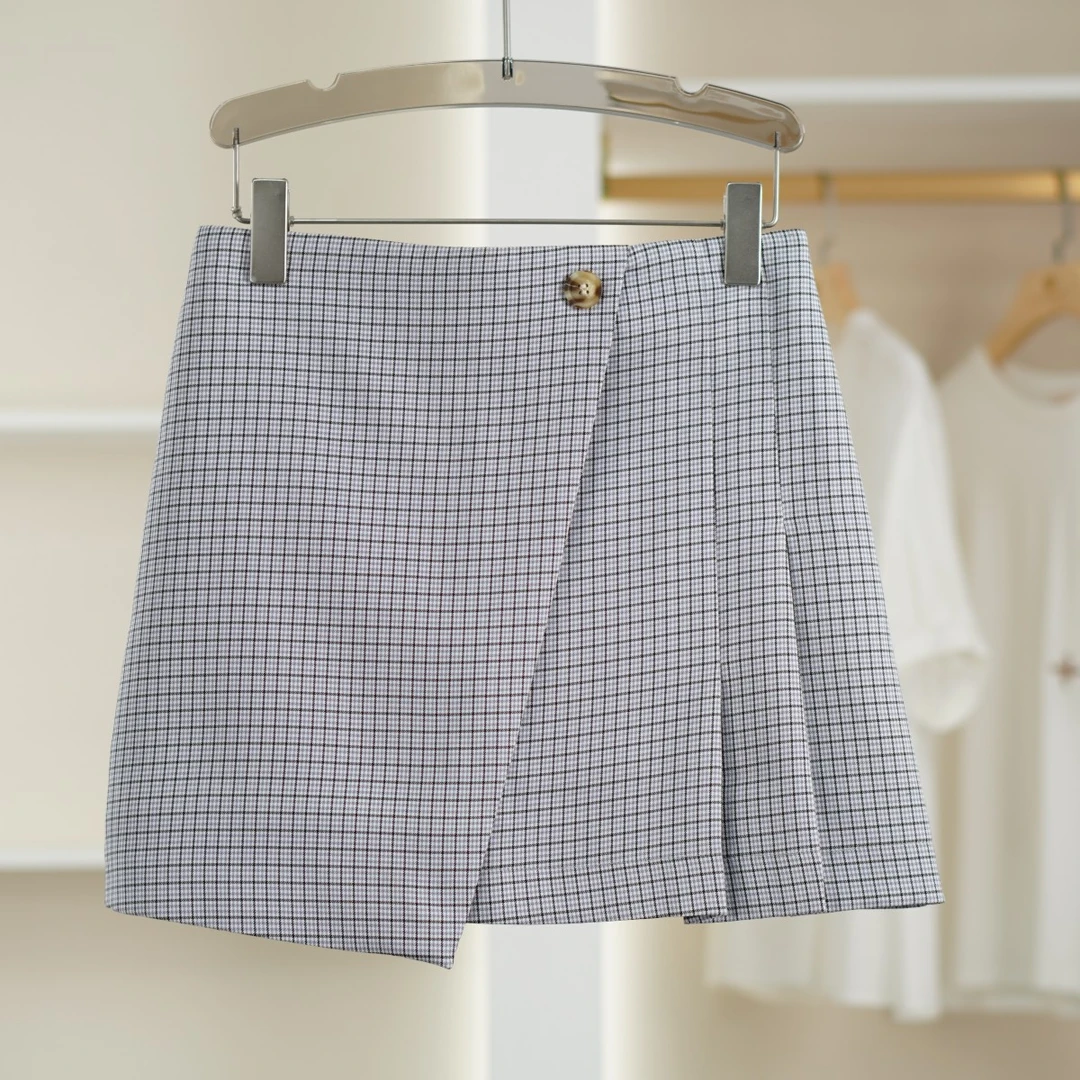 麦迪尚品【色】50406290百搭格纹A字短裙女装夏季品牌撤柜 C1组