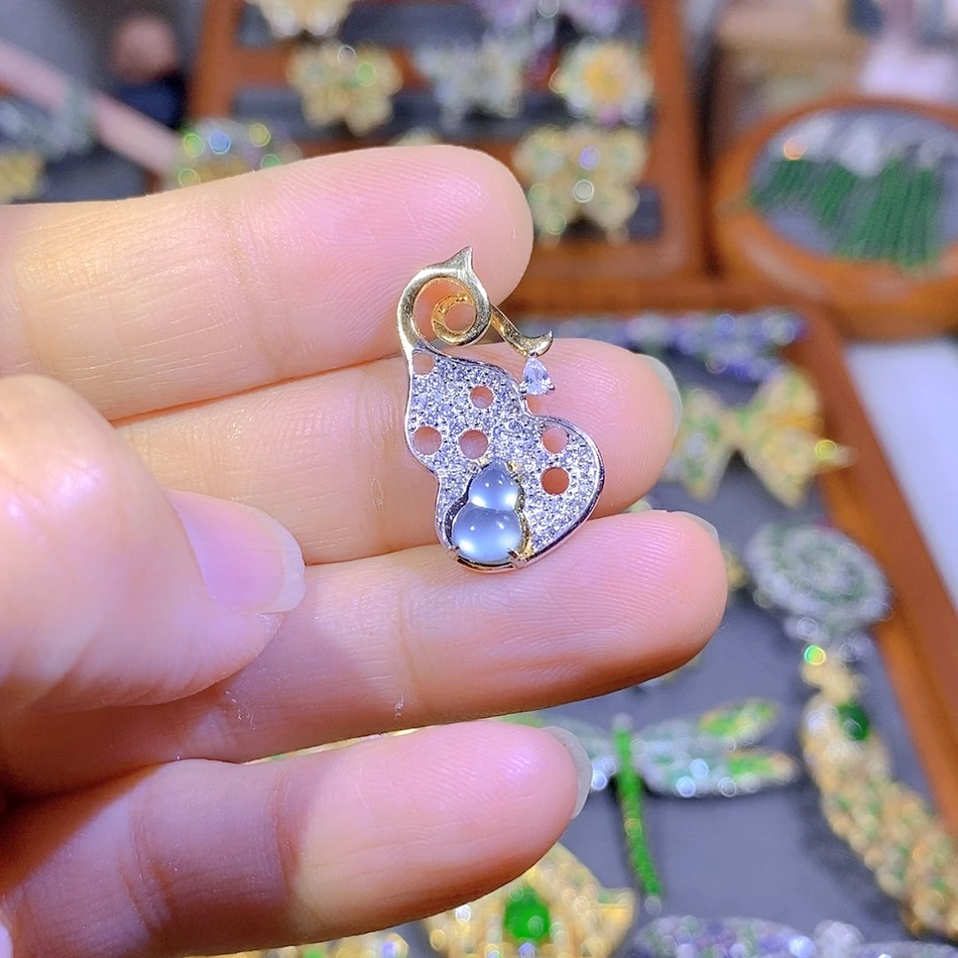 颈饰银S925镶嵌翡翠