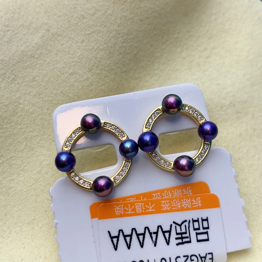 淡水珍珠银S925镶嵌耳饰w7