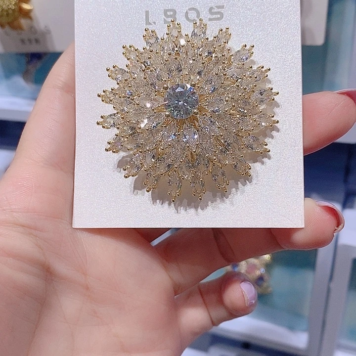 锆石铜合金满天星胸针