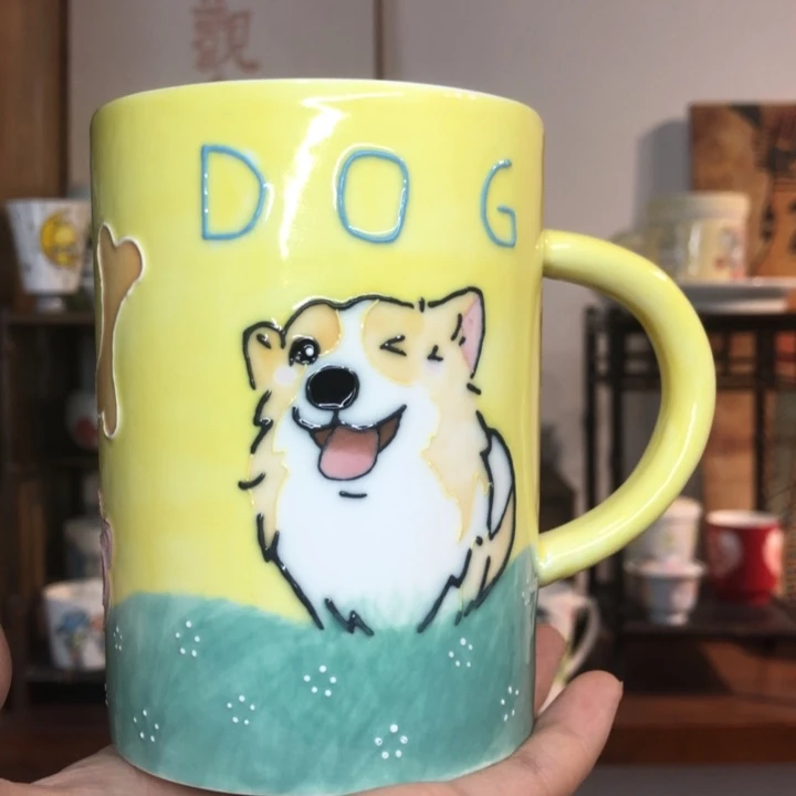 手绘立体釉瑕疵杯不退不换